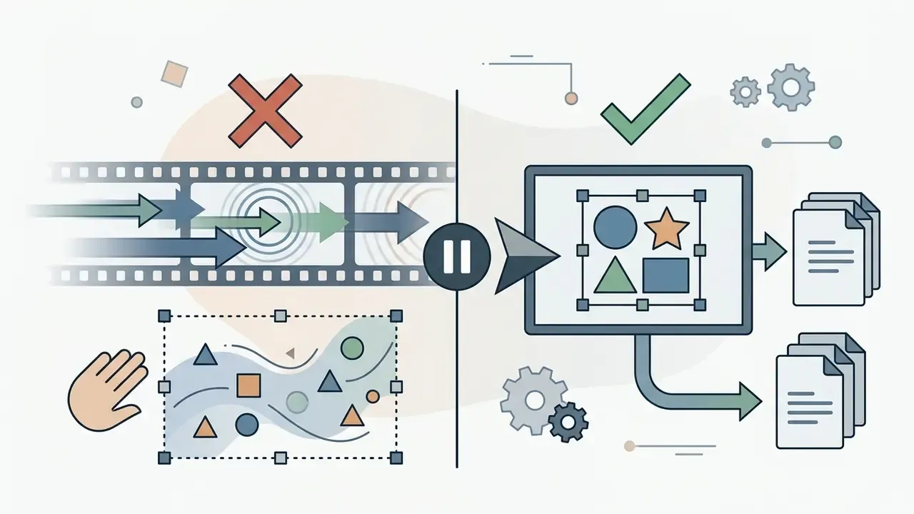 Comparison between editing a moving video frame and pausing to adjust a static frame for better results