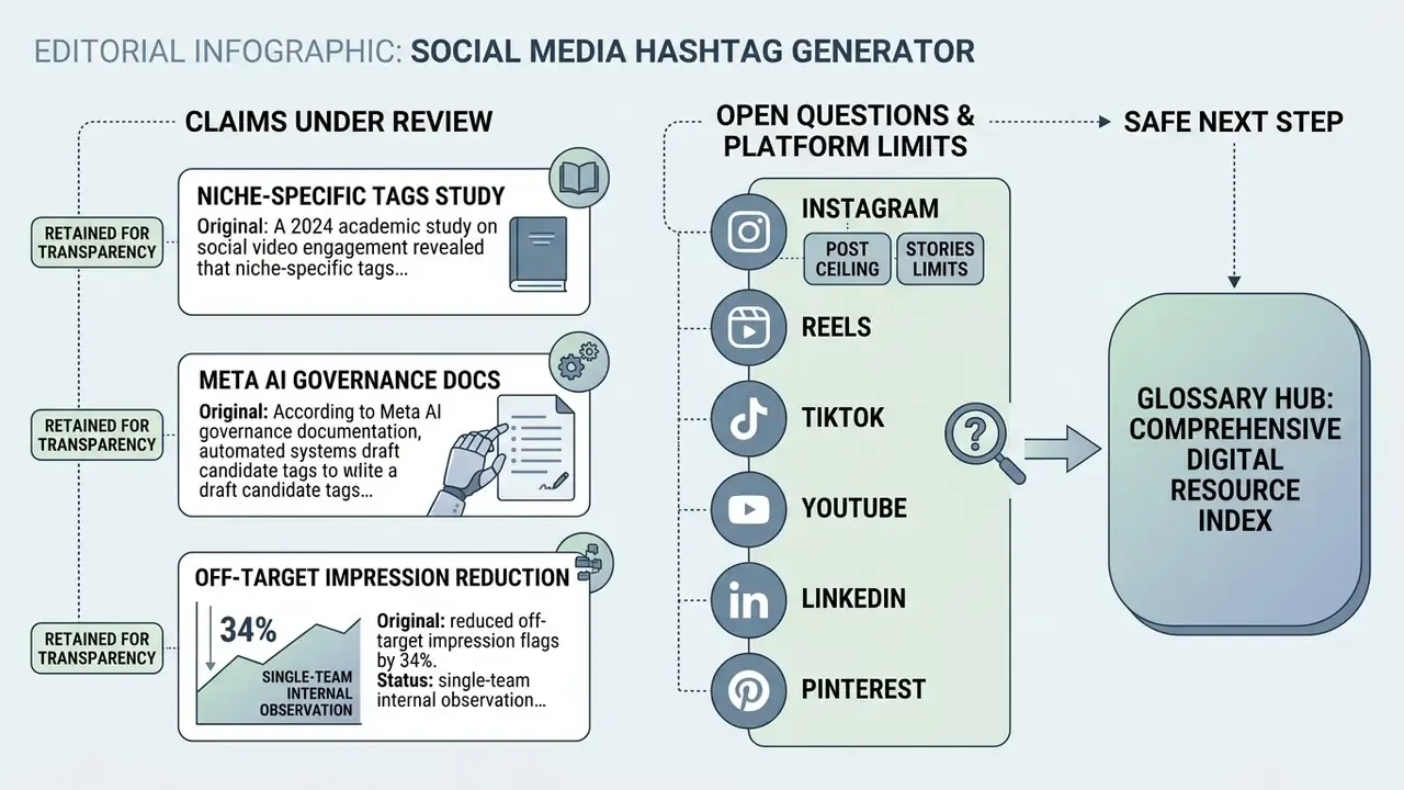 Infographic comparing research claims against social media platform limits and a digital resource index