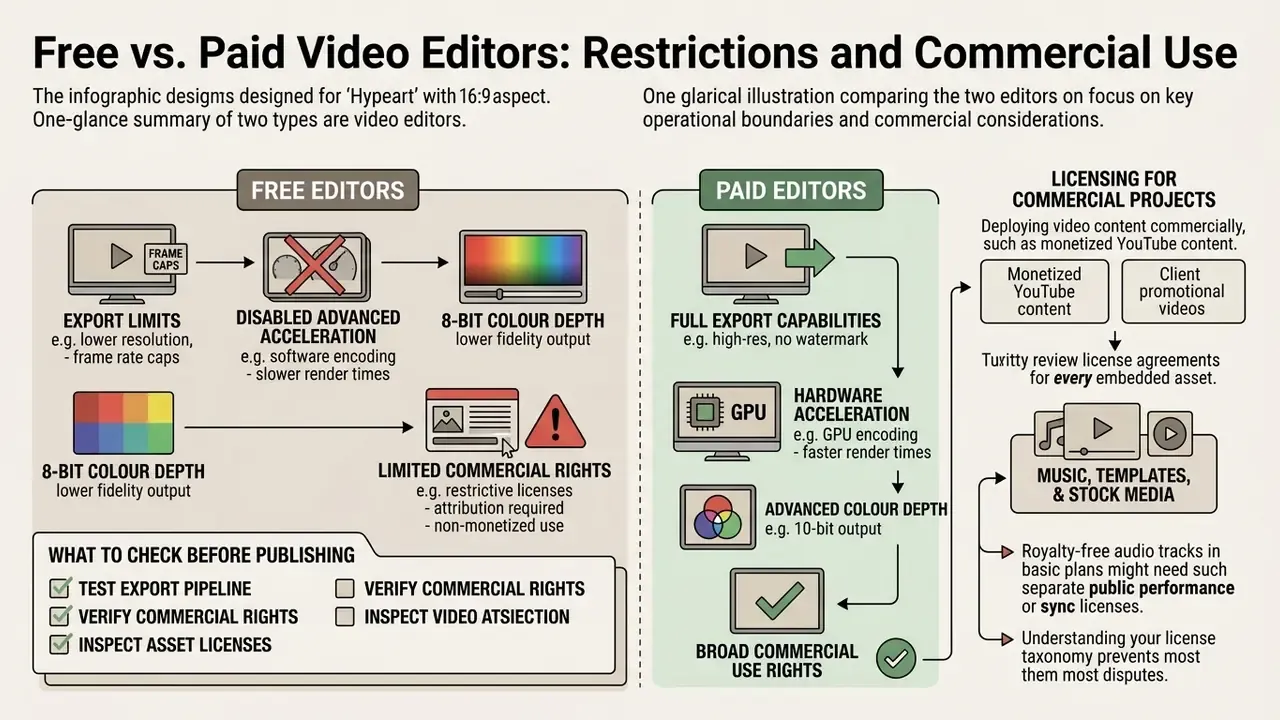 Infographic contrasting limitations of free software with the expanded capabilities of paid tools