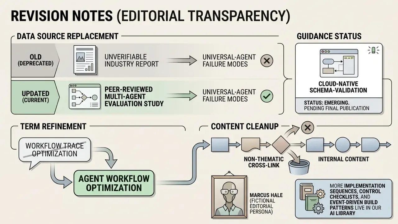 Summary of editorial updates for AI agent documentation including source changes and term refinements