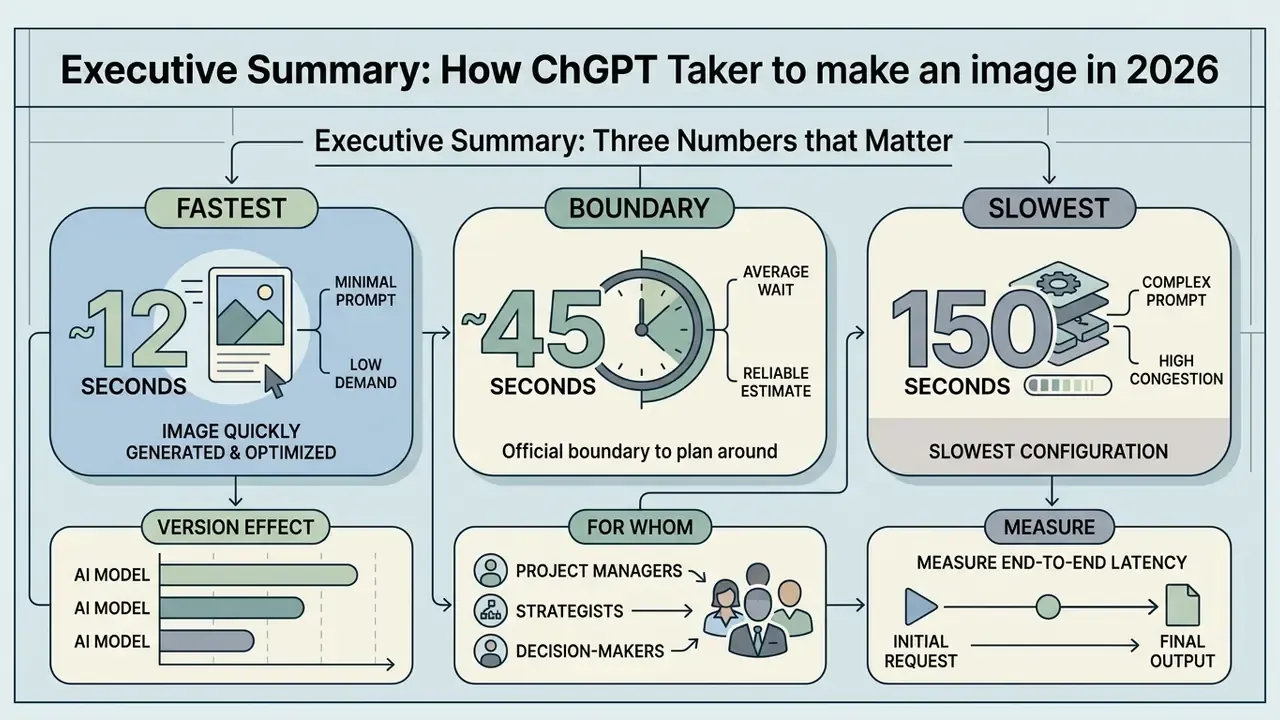 Infographic showing the fastest, average, and slowest times for ChatGPT to generate an image