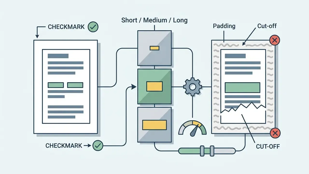 Diagram showing how length settings in a free AI writing generator prevent padding and text cut-offs