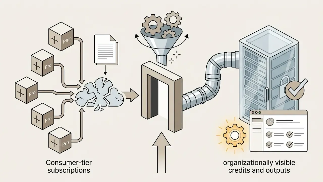 Consumer subscriptions and documents flowing through a funnel into a server for organizational visibility