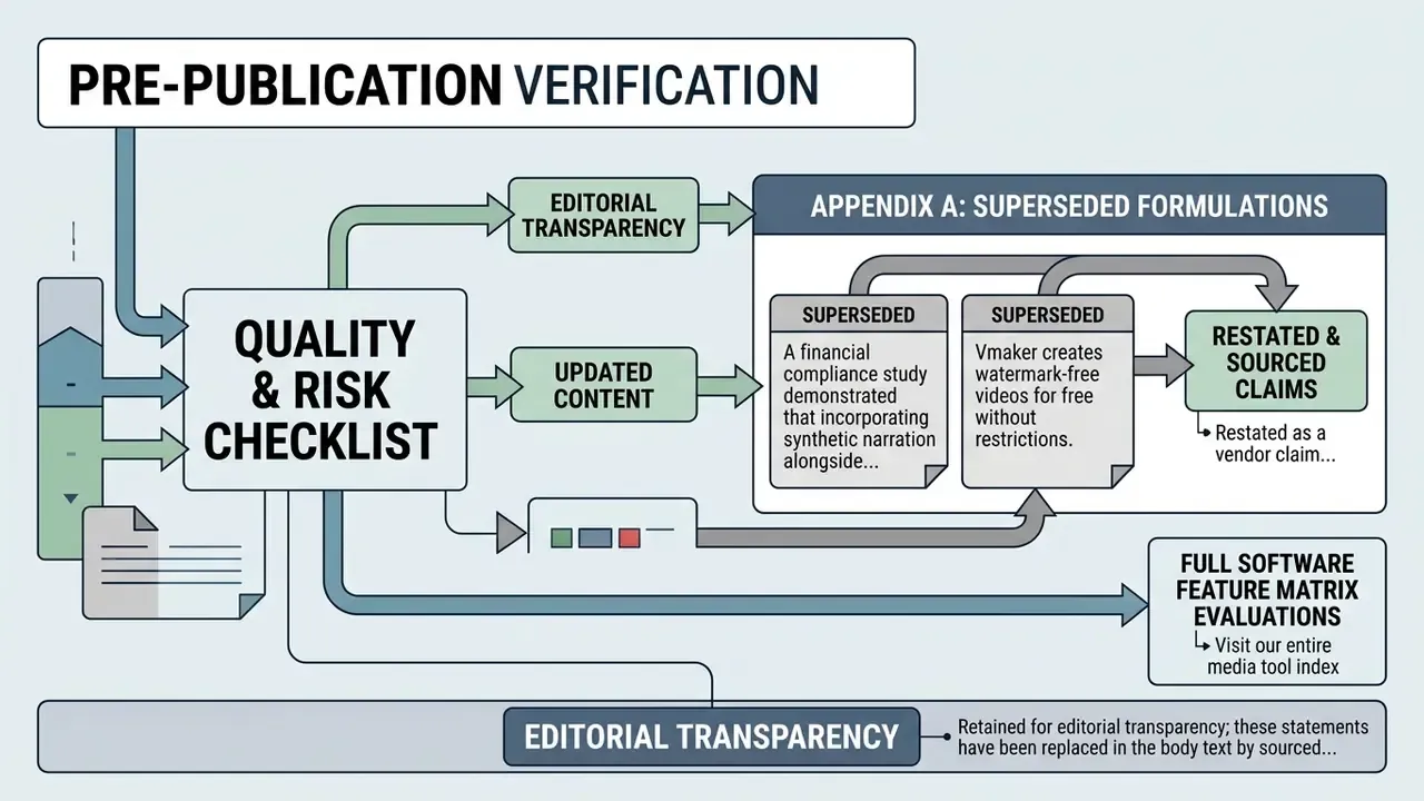 Flowchart showing the process for managing superseded content and quality checks in editorial workflows