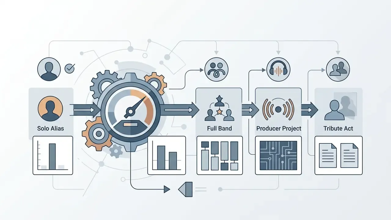 Gears and gauges processing musical project types into various data outputs and documentation