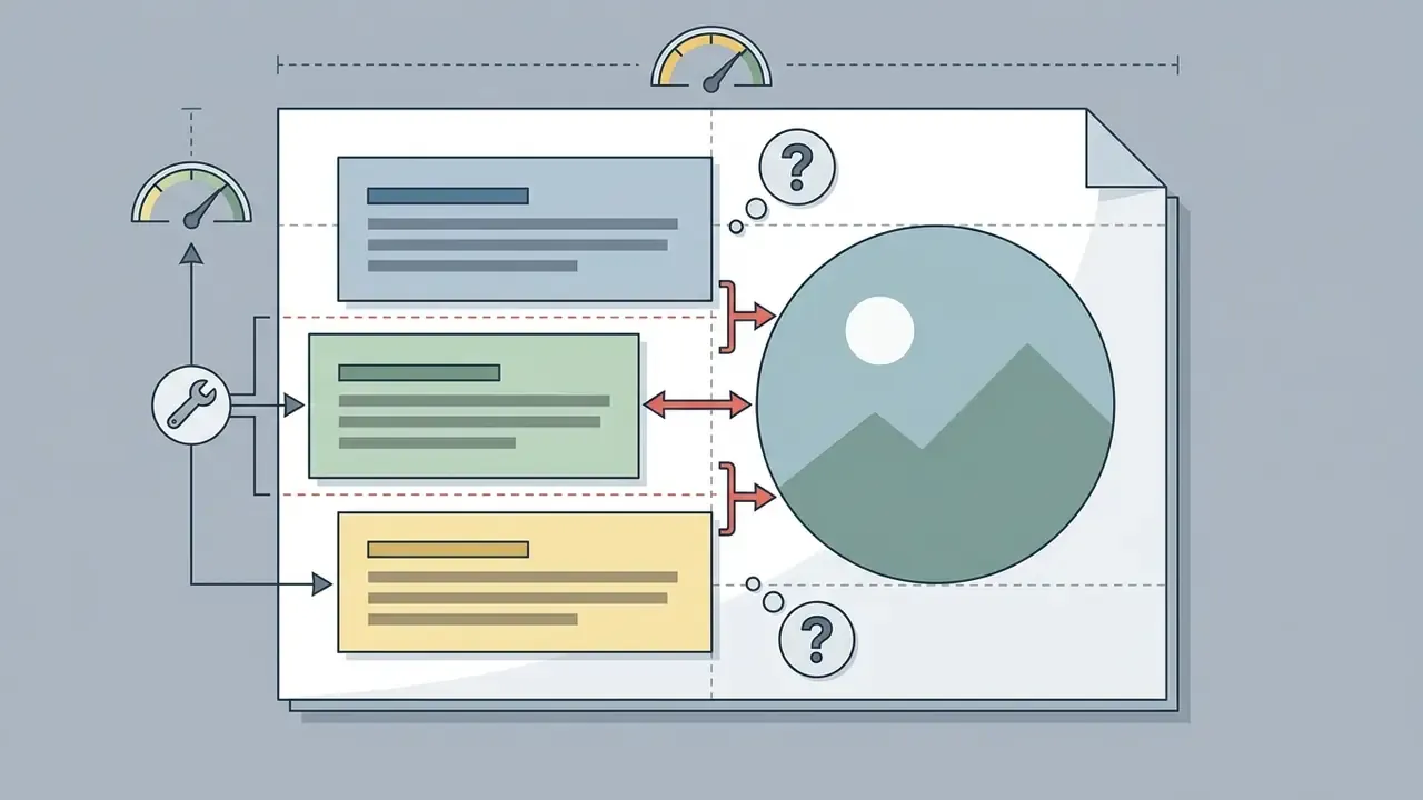 Wrench icon adjusting text boxes and image alignment to resolve inconsistent padding errors