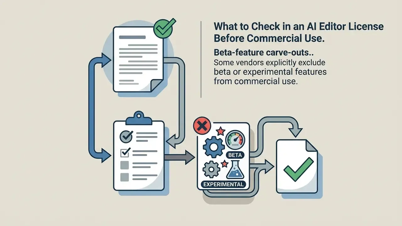 Cycle of documents and a checklist leading to an experimental beta feature with a restriction symbol