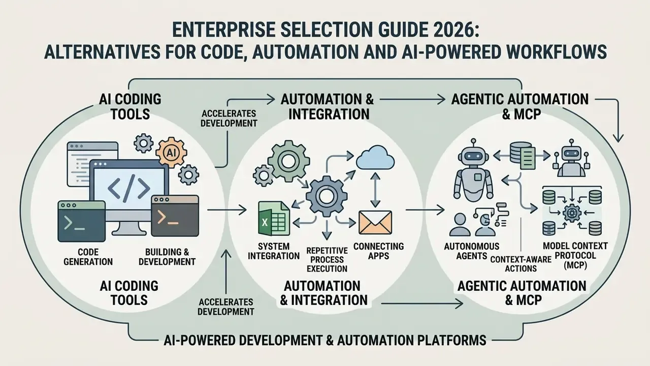 Diagram linking AI coding tools, system automation, and agentic workflows with the Model Context Protocol
