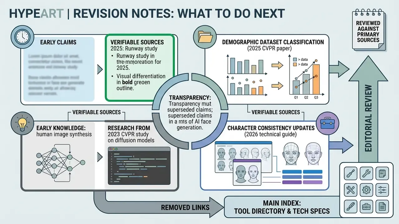 Layout showing revision notes for replacing early claims with verifiable research and technical updates