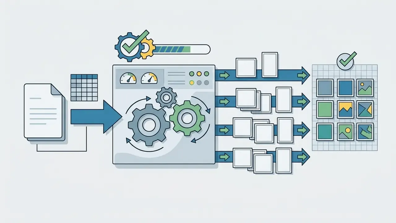 Input documents flowing into a processing engine that outputs multiple image candidates for review