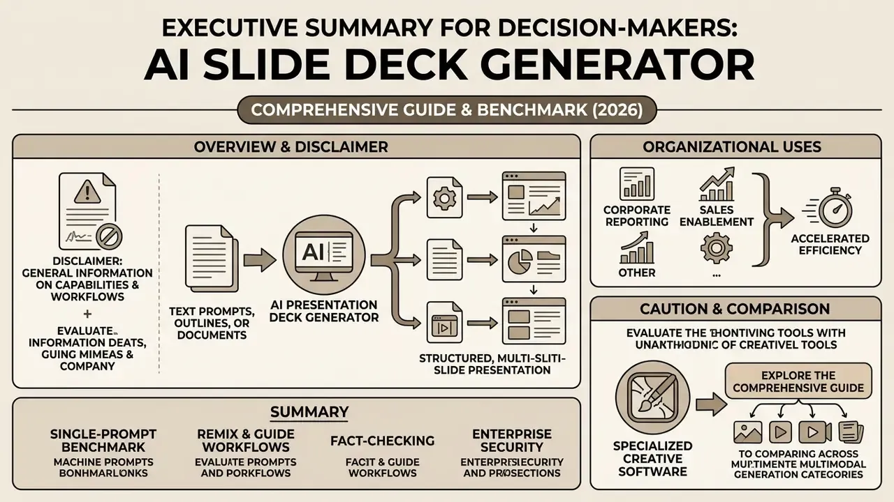 Infographic showing how an AI slide deck generator converts text prompts into structured presentations