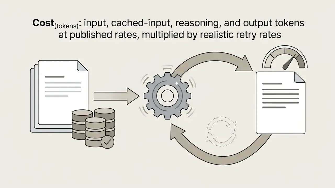 Diagram showing documents and data tokens flowing through a central gear process to generate outputs