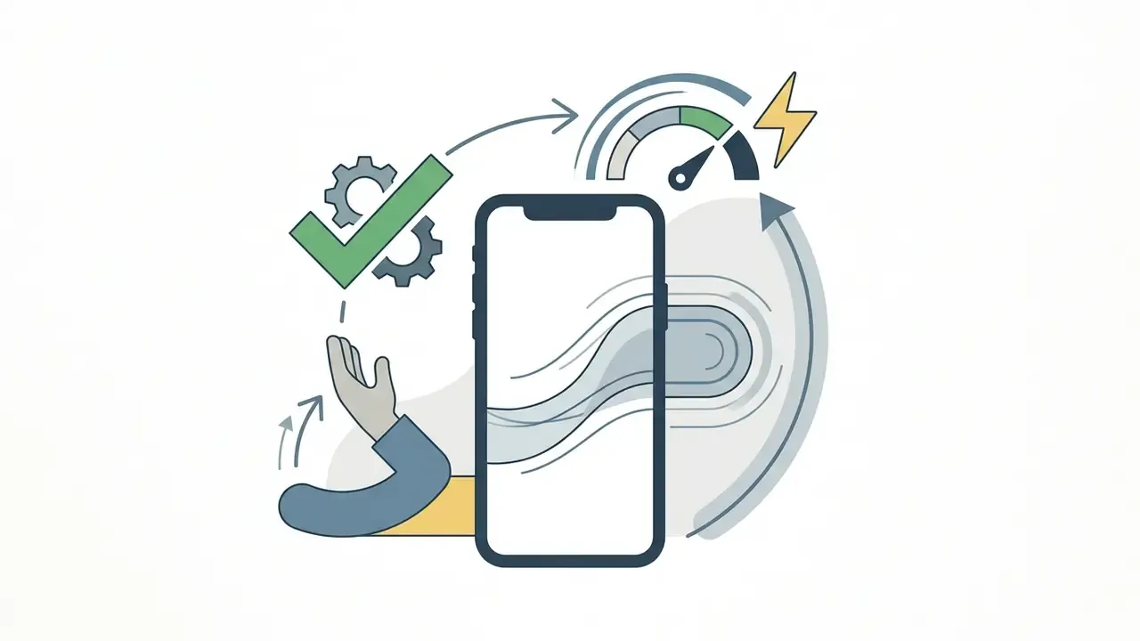 Hand gesture interacting with a phone screen to trigger motion effects and verify wallpaper performance