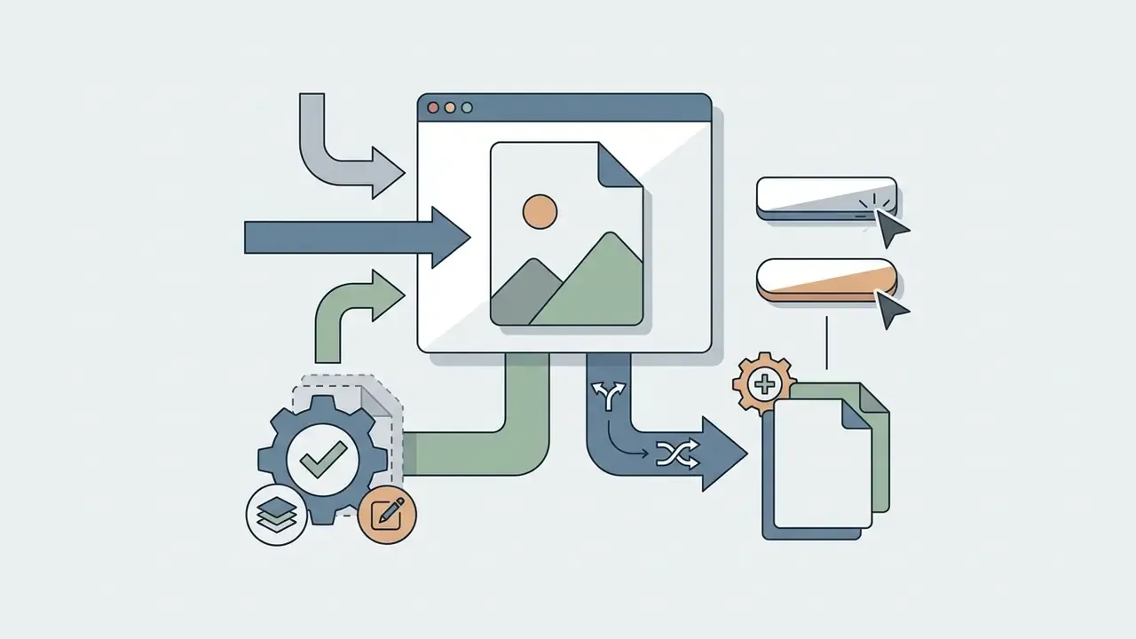 System flow showing image processing options to either save changes or create a new file copy
