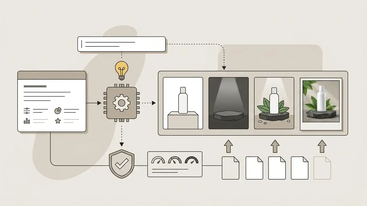 Document input processing through a central processor to create a series of product mockup images