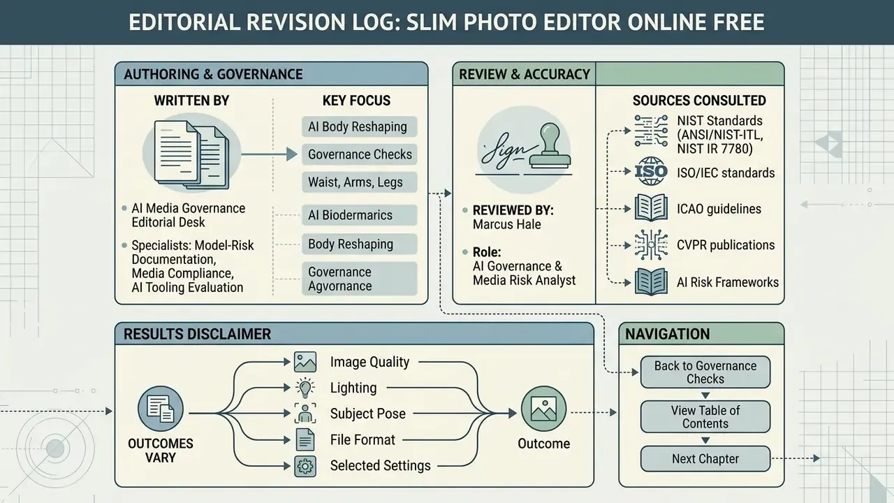 Layout of authoring, review, and accuracy processes with source citations and navigation options