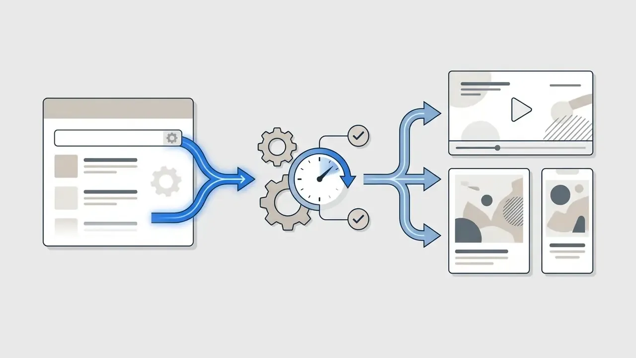 Web page content feeding into a clock and gear mechanism that outputs various digital ad formats