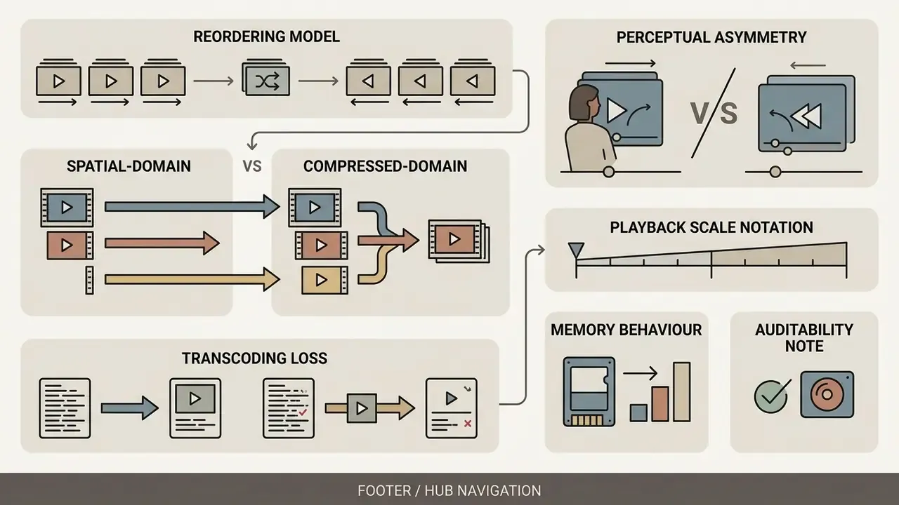 Technical summary of frame reordering, domain processing, transcoding loss, and memory behavior