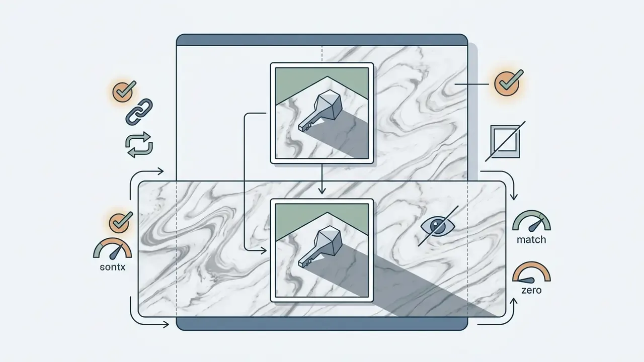 Marble surface images connected by arrows with icons for matching textures and shadow directions