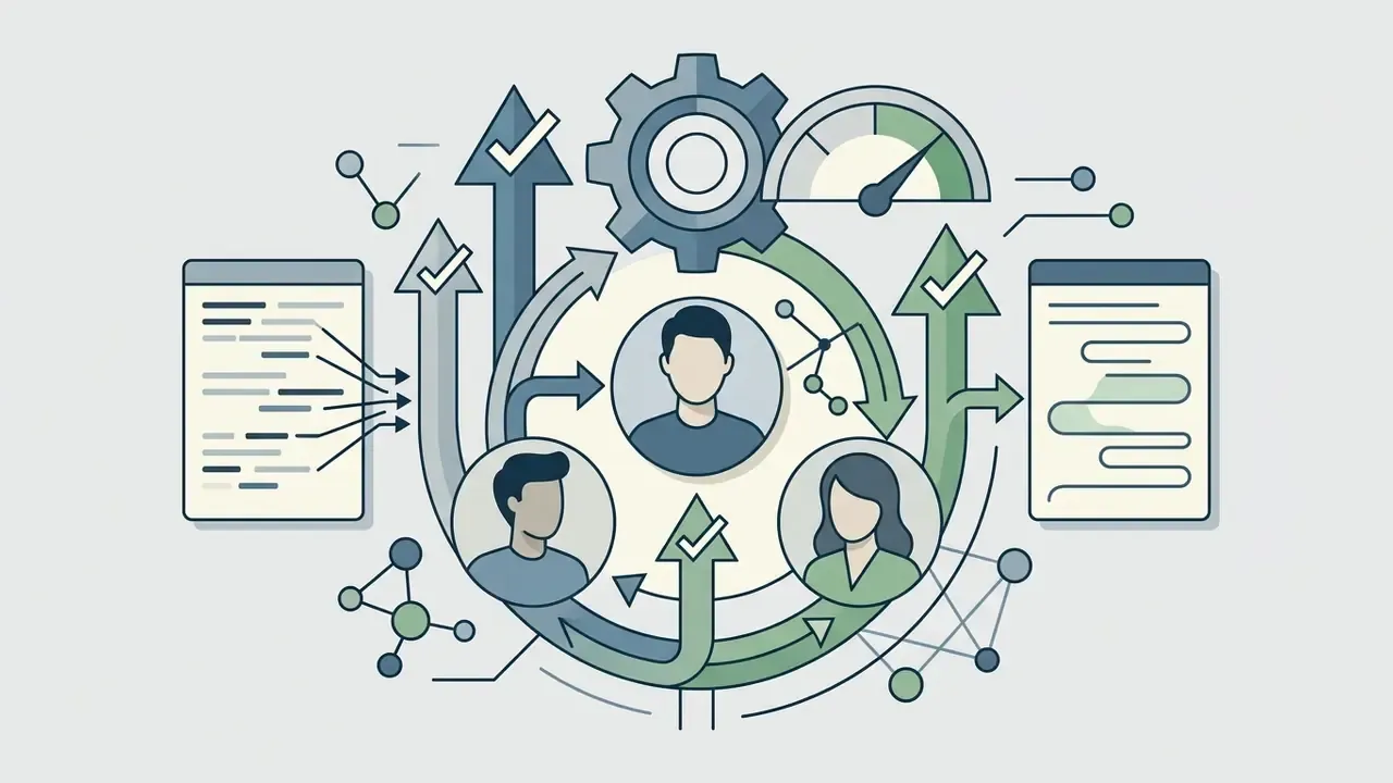 Three people in a group chat connected by circular arrows and gears to represent Character AI no filter