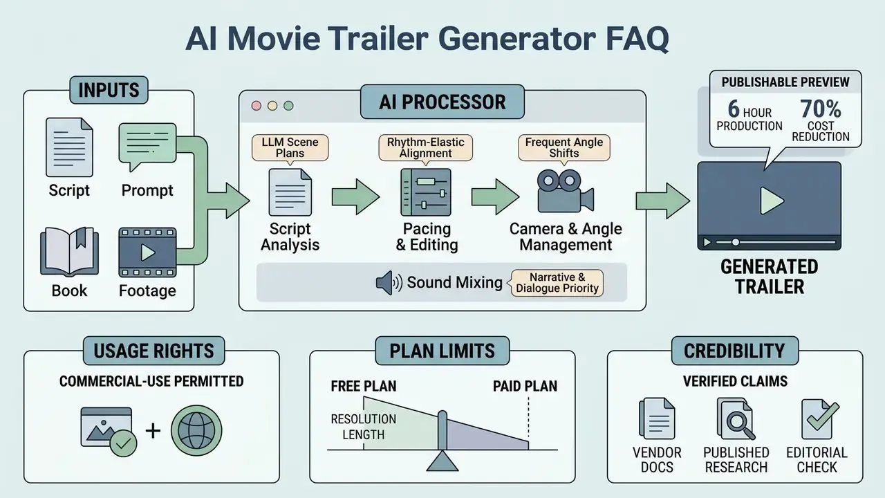 System architecture showing how inputs flow through an AI processor to produce a final video trailer