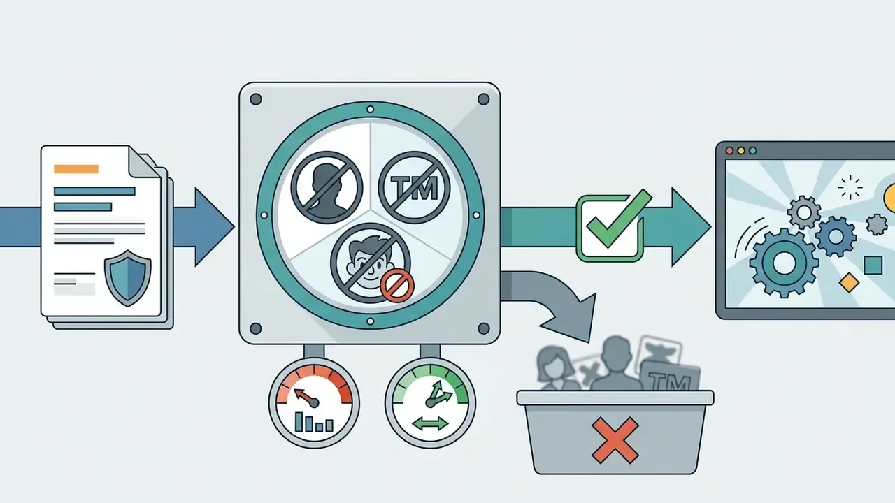 Document screening process filtering out restricted icons into a bin before generating digital content