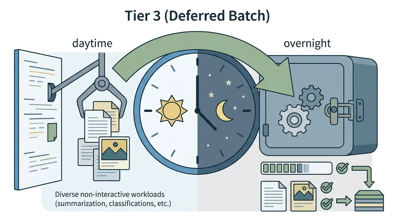 Mechanical claw moving documents from daytime tasks to an overnight vault for batch processing