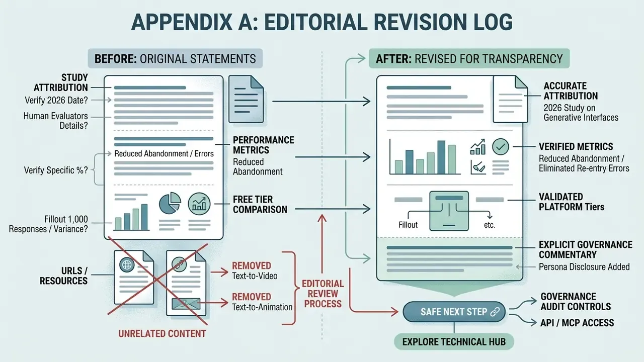 Side-by-side comparison showing editorial revisions to document statements and removal of unrelated content