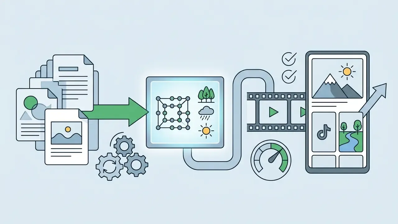 Environmental documents feeding into a processor to create nature themed video content for mobile devices