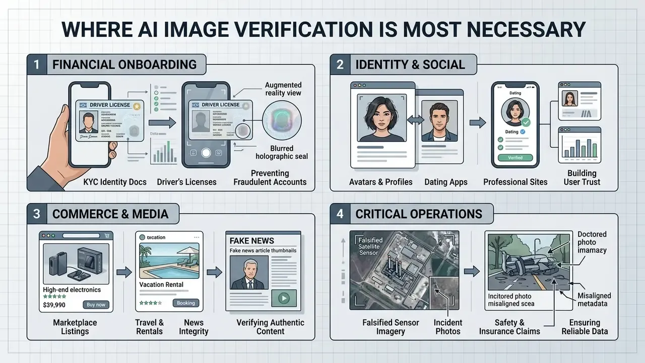 Infographic detailing high-risk sectors requiring content verification for financial and social platforms