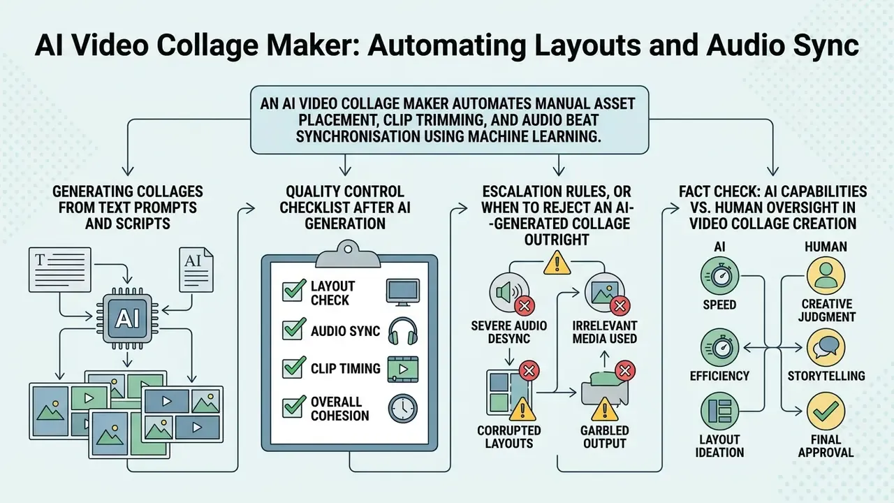 Flowchart outlining machine learning processes for asset placement, quality checks, and human oversight