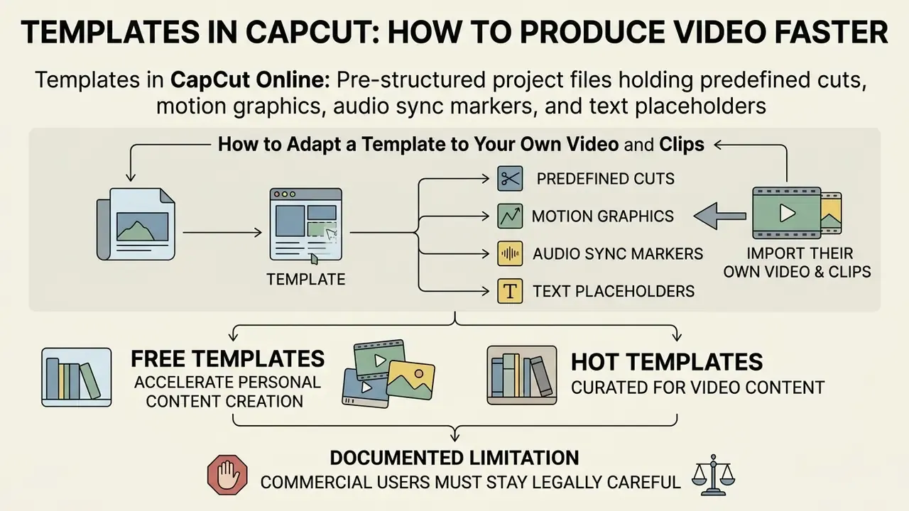 Diagram illustrating how to adapt video templates with sections for free and hot content options