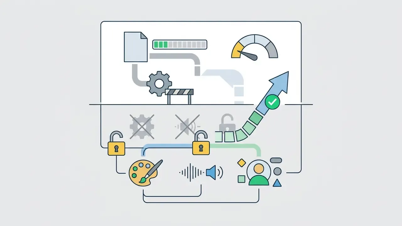 Split graphic showing restricted data processing above and unlocked media features below