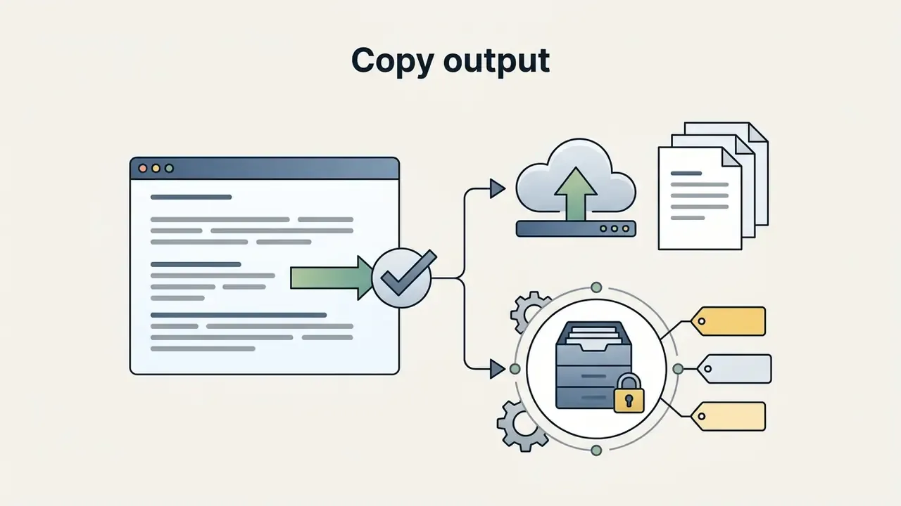 Verified text document being uploaded to a cloud server and archived in a secure digital filing system