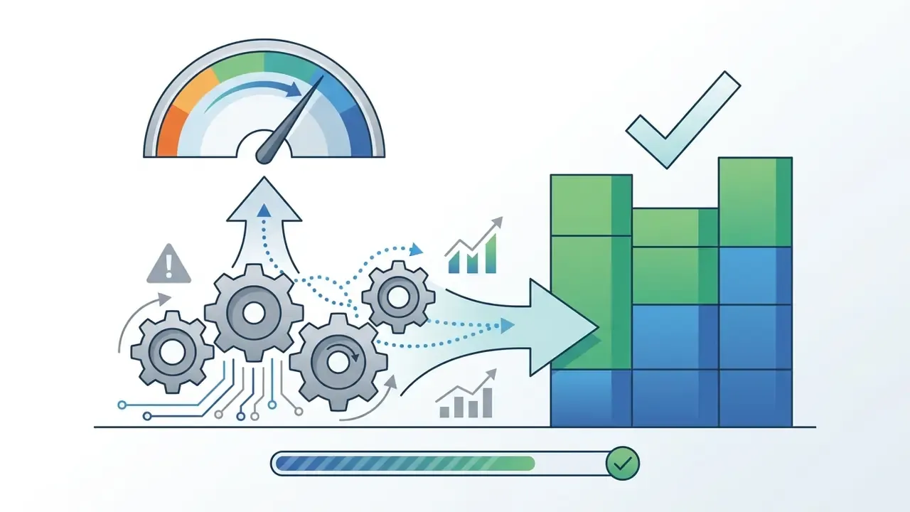 Gears and a speedometer icon representing hardware processing power for mobile video editing apps