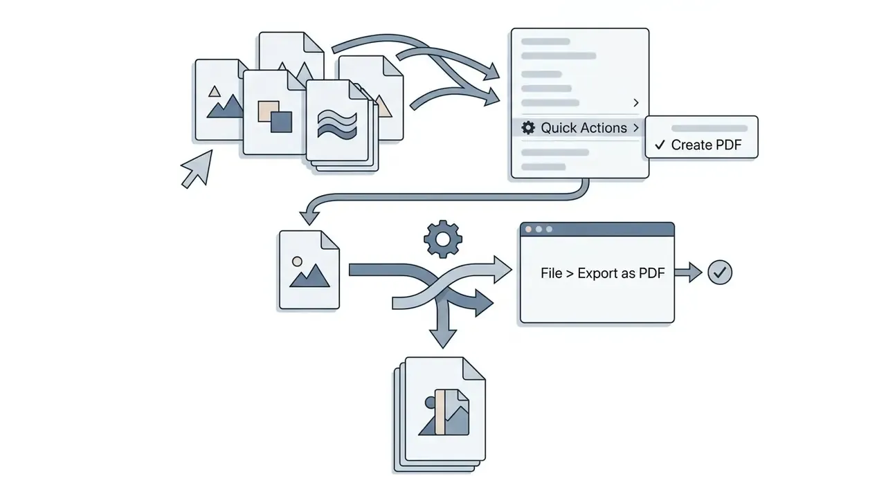 Multiple image files selected and processed via context menu or Preview export options