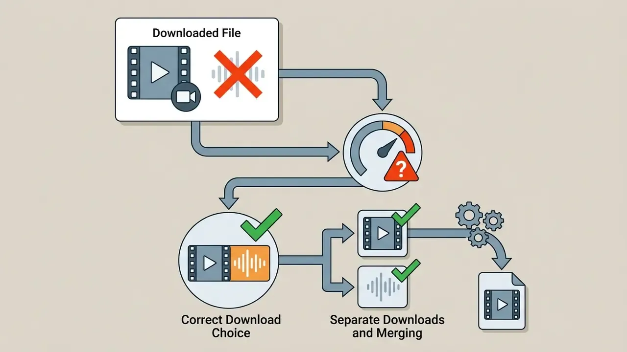 Steps to fix missing audio by selecting combined files or merging separate video and audio tracks