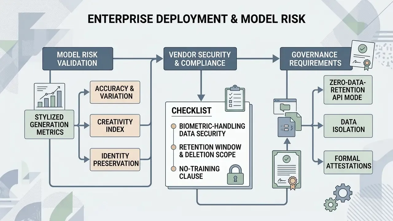 Flowchart outlining corporate governance steps for model risk validation and security compliance