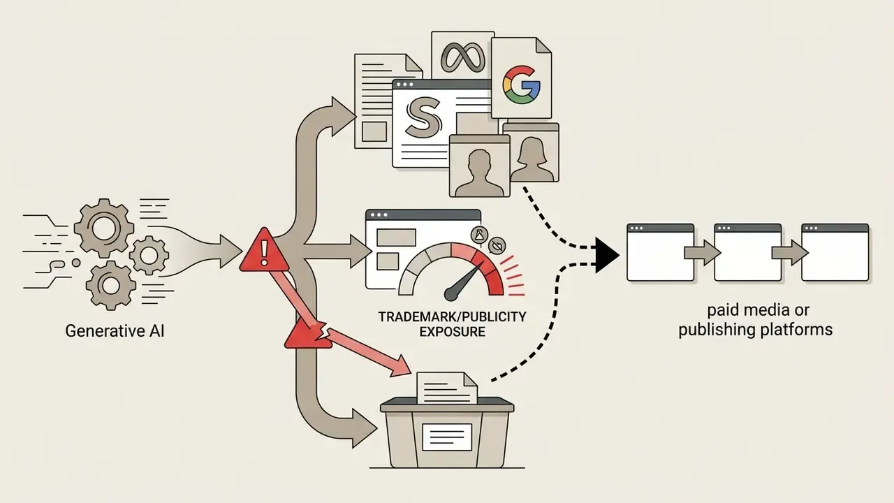 Generative AI processing trademarked logos and likenesses before being published on media platforms