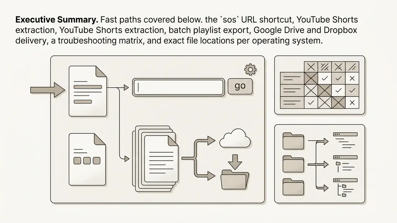 Overview of URL shortcuts, batch processing, cloud storage delivery, and file path organization