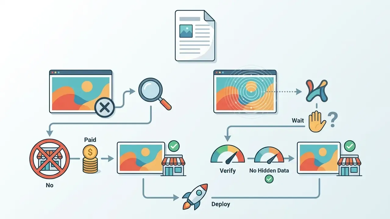 Workflow showing the detection and verification process for visible and hidden image watermarks