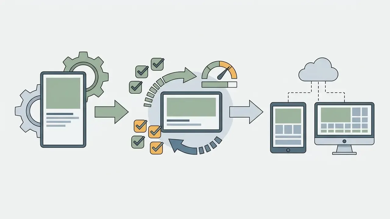 Mobile editing process with gears, task checklists, and cloud synchronization across multiple devices