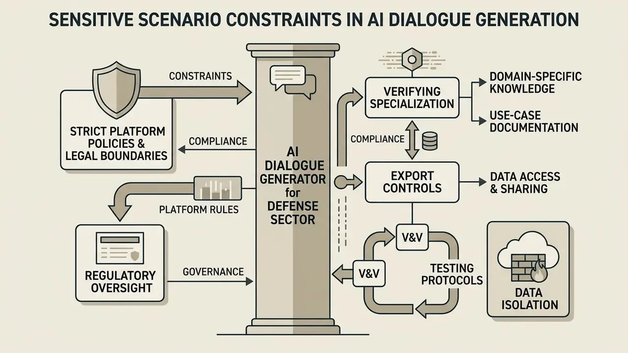Diagram mapping regulatory, compliance, and security requirements for defense sector language models