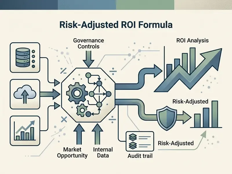 Data inputs feeding into a central processing hub to generate risk-adjusted financial performance metrics
