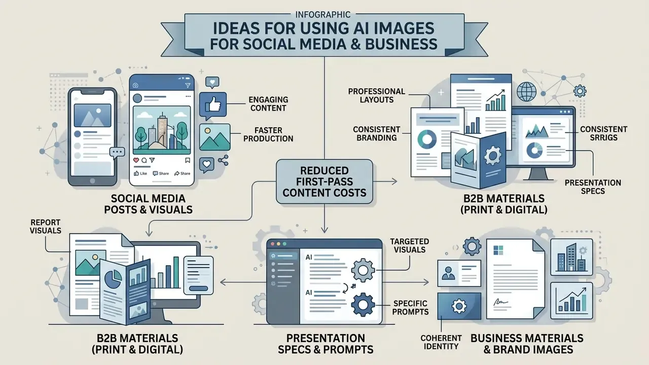 Summary of how generative graphics reduce production costs for social media and business materials