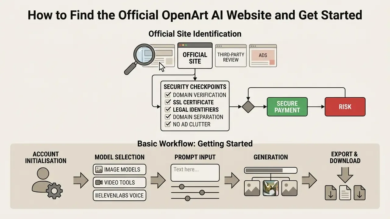 Flowchart illustrating website verification steps followed by a sequential creative generation process