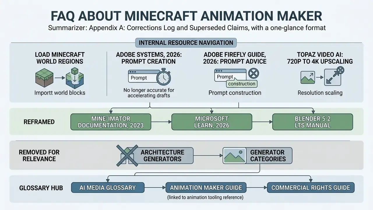 Table showing corrections and updates to internal resource navigation for digital animation workflows