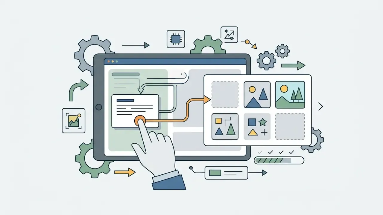 Hand interacting with a digital tablet to initiate an image generation prompt in a chat interface