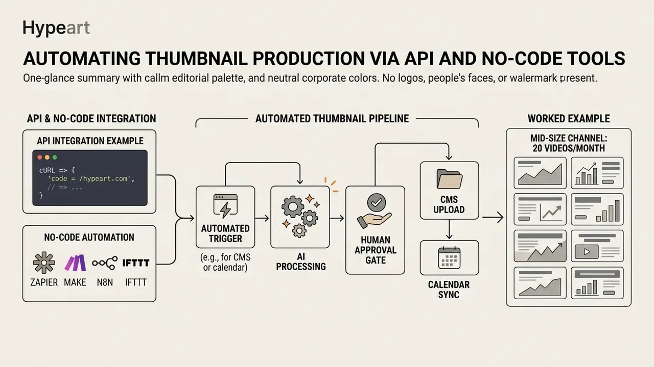 Workflow showing API and no-code triggers leading through AI processing to final CMS and calendar sync