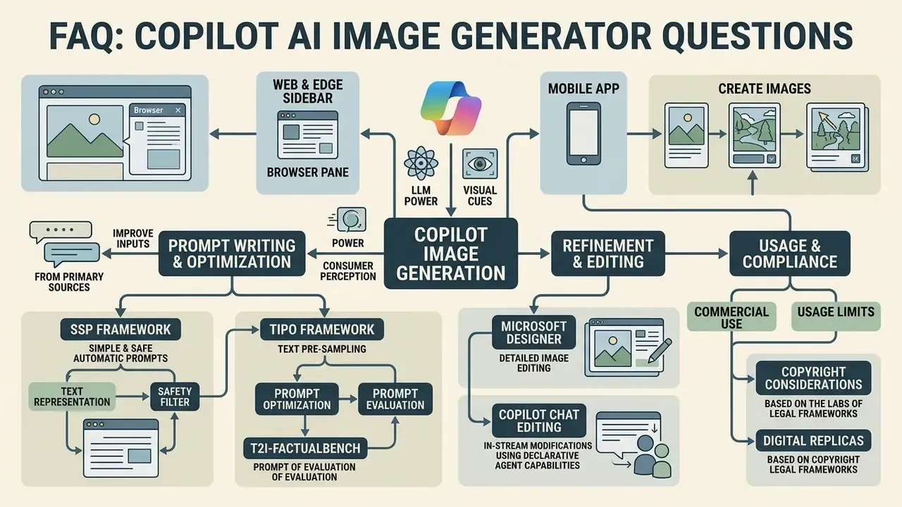 Frameworks for prompt optimization, copyright considerations, and legal guidelines for Copilot AI images